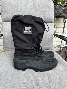 SOREL Mens 8 Blizzard Black Waterproof Heavy Duty Winter Snow